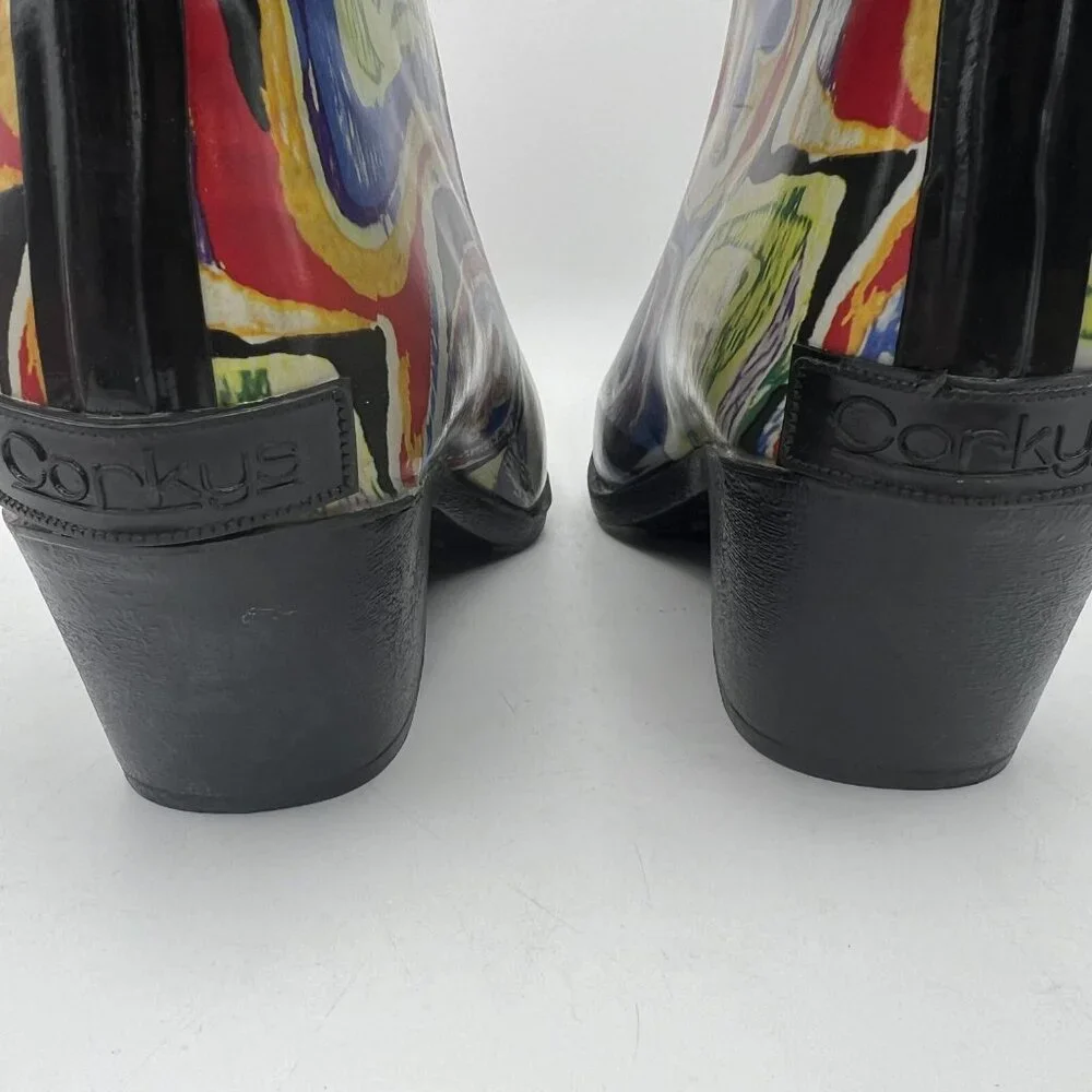 Corkys‎ Nomad Funky Multicolor Abstract Rubber Western Cowboy Rain Boot